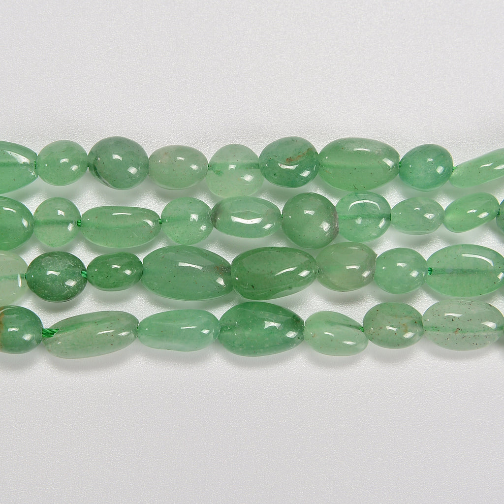 Green Aventurine Smooth Pebble Nugget Loose Beads 6-8mm, 8-12mm - 15" Strand