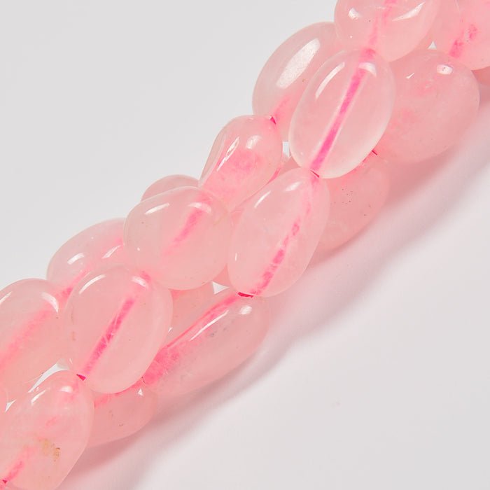 Rose Quartz Smooth Pebble Nugget Loose Beads 6-8mm, 8-12mm - 15" Strand