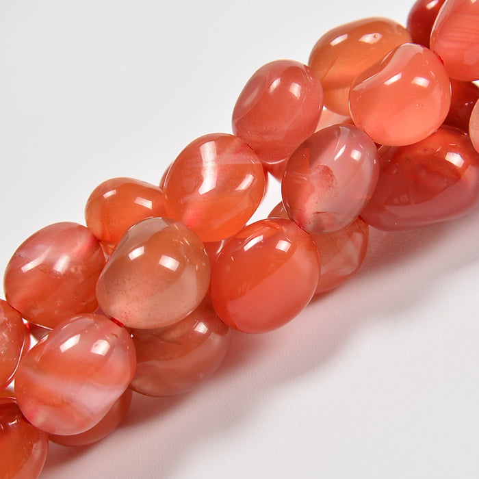 South Red Agate Smooth Pebble Nugget Loose Beads 6-8mm, 8-12mm - 15" Strand