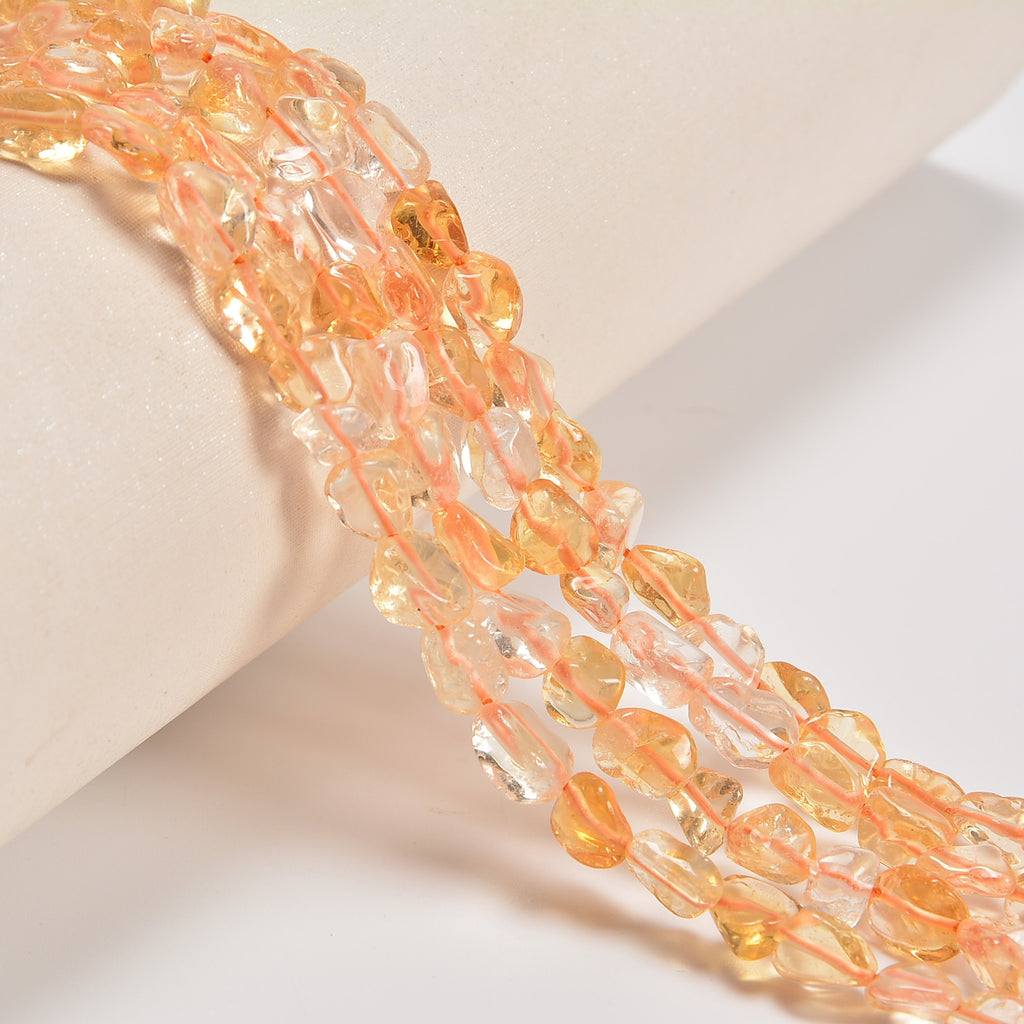Citrine Smooth Pebble Nugget Loose Beads 6-8mm, 8-12mm - 15" Strand