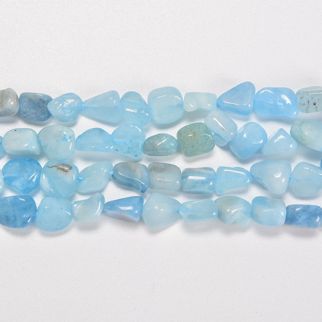 Aquamarine Smooth Pebble Nugget Loose Beads 6-8mm, 8-12mm - 15" Strand