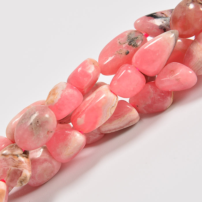Rhodochrosite Smooth Pebble Nugget Loose Beads 6-8mm, 8-12mm - 15" Strand