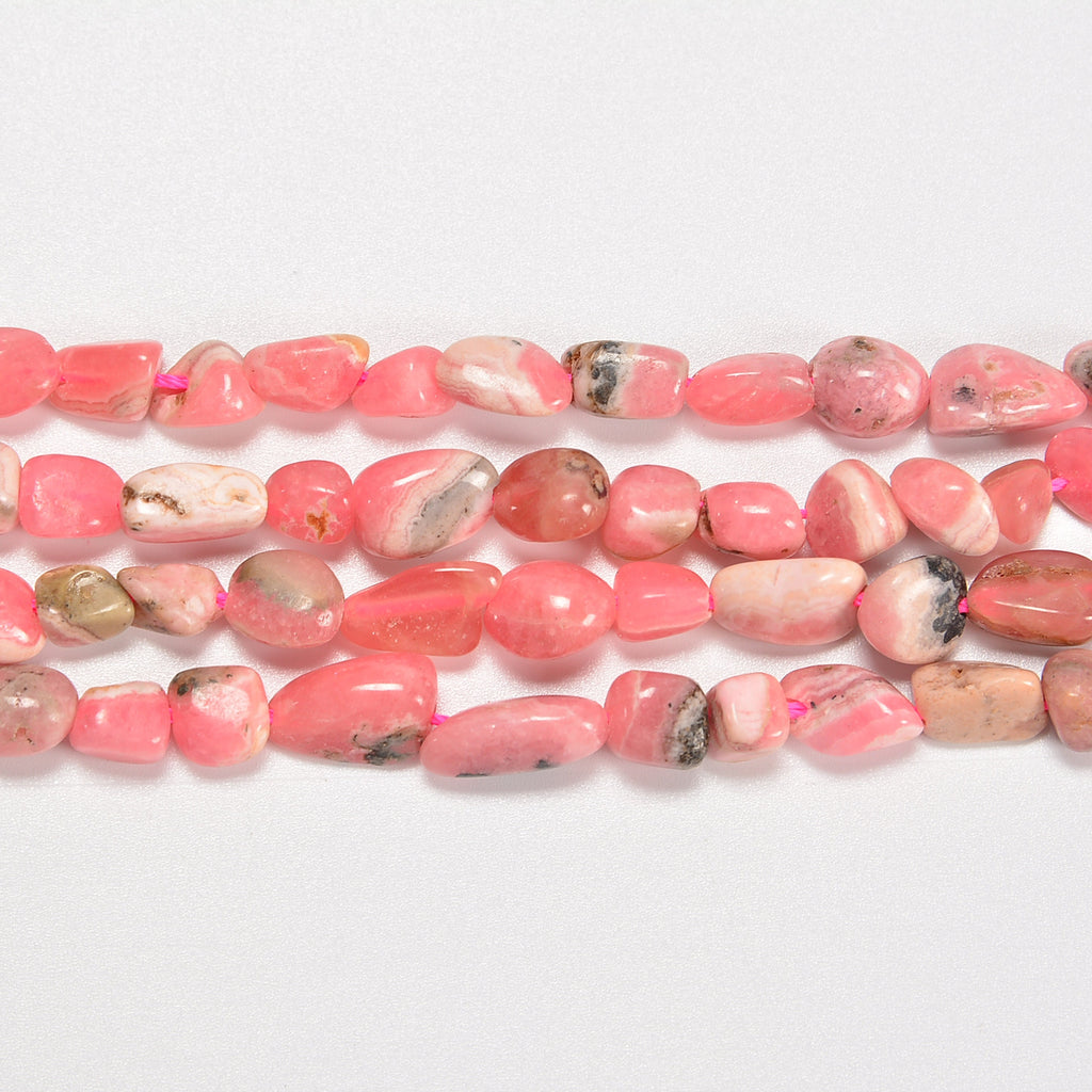 Rhodochrosite Smooth Pebble Nugget Loose Beads 6-8mm, 8-12mm - 15" Strand