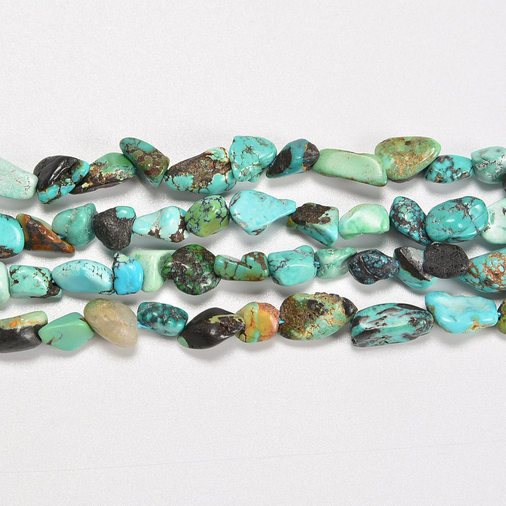 Natural Turquoise Smooth Pebble Nugget Loose Beads 6-8mm, 8-12mm - 15" Strand