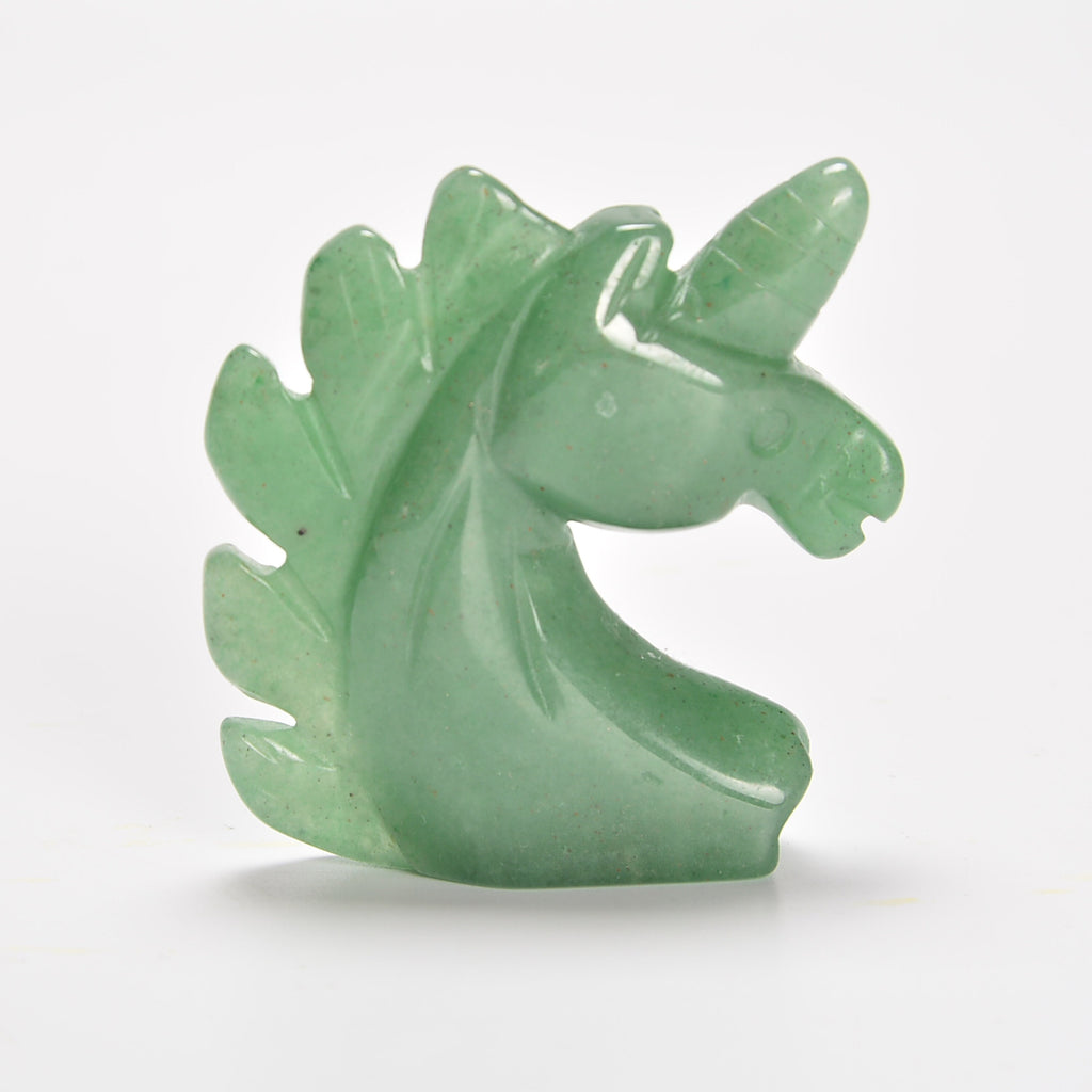 Green Aventurine Unicorn Gemstone Crystal Carving Figurine 2 inches, Healing Crystal