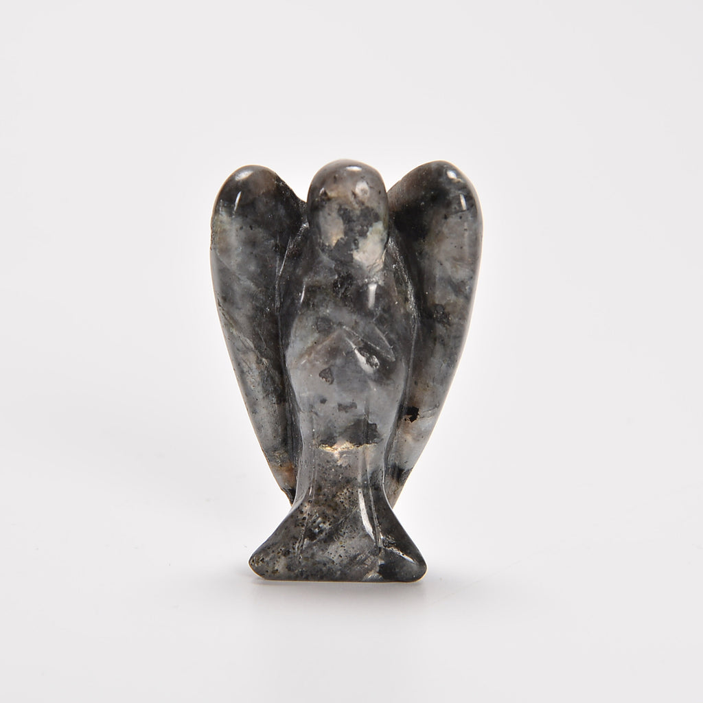 Larvikite Labradorite Angel Gemstone Crystal Carving Figurine 1.5 inches, Healing Crystal