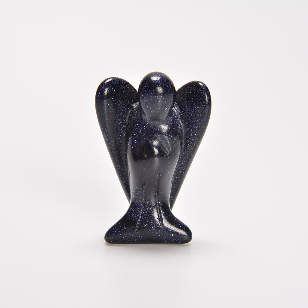 Blue Sandstone / Blue Goldstone Angel Gemstone Crystal Carving Figurine 1.5 inches, Healing Crystal