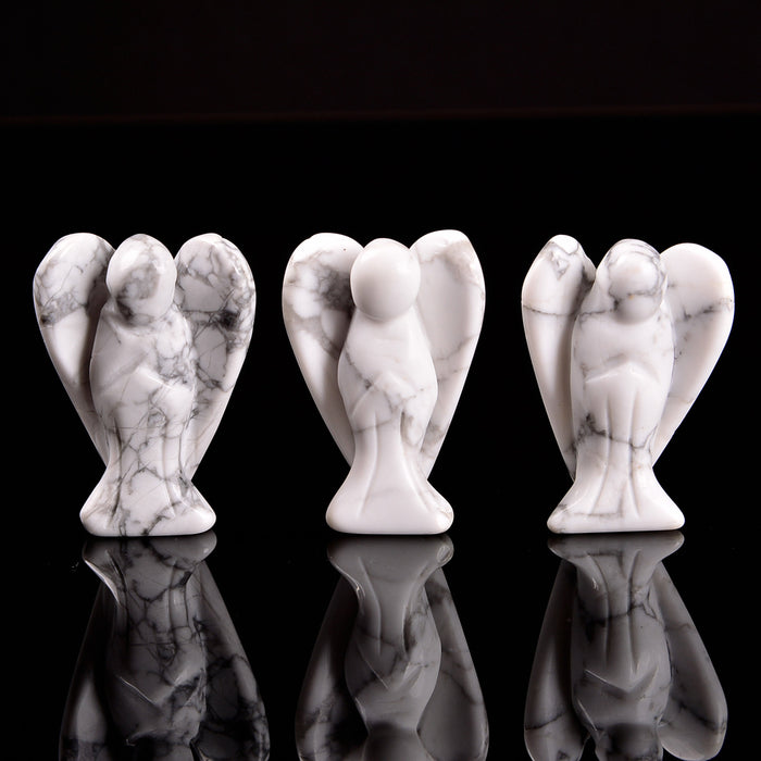 Howlite Angel Gemstone Crystal Carving Figurine 1.5 inches, Healing Crystal