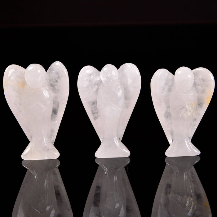 Clear Quartz Angel Gemstone Crystal Carving Figurine 1.5 inches, Healing Crystal