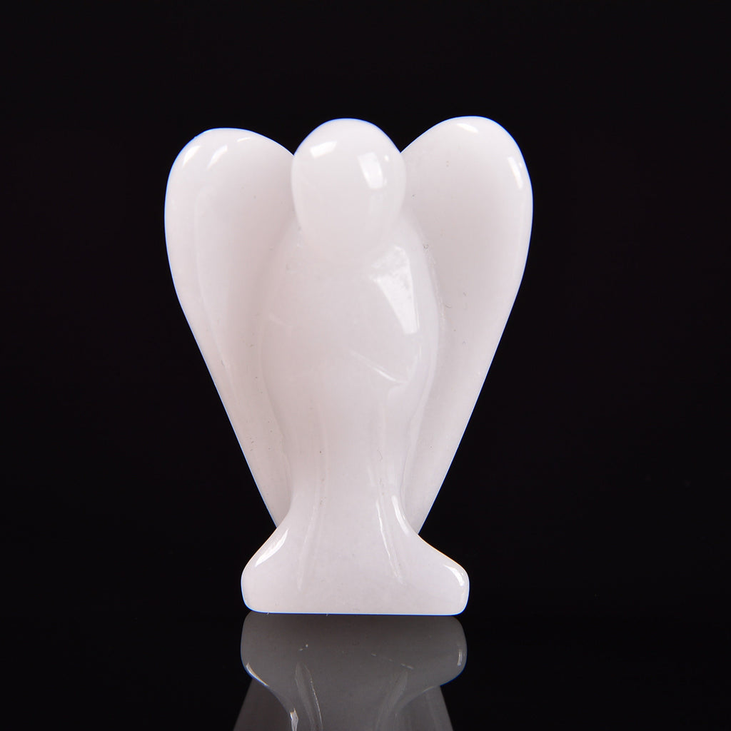 White Jade Angel Gemstone Crystal Carving Figurine 1.5 inches, Healing Crystal