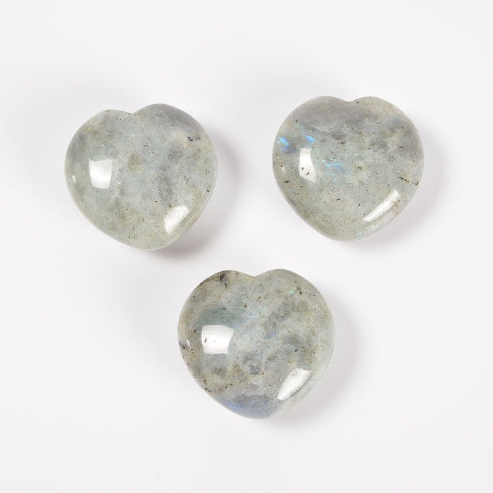 White Labradorite Heart Gemstone Crystal Carving Figurine 40mm, Healing Crystal