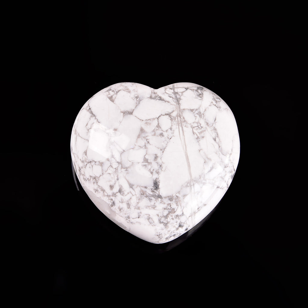 Howlite Heart Gemstone Crystal Carving Figurine 40mm, Healing Crystal