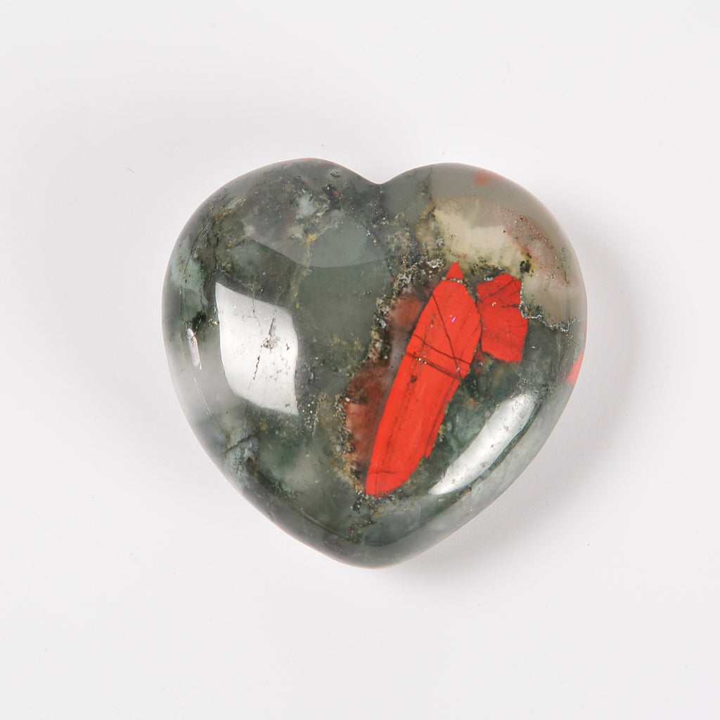 African Blood Jasper / African Bloodstone Heart Gemstone Crystal Carving Figurine 40mm, Healing Crystal