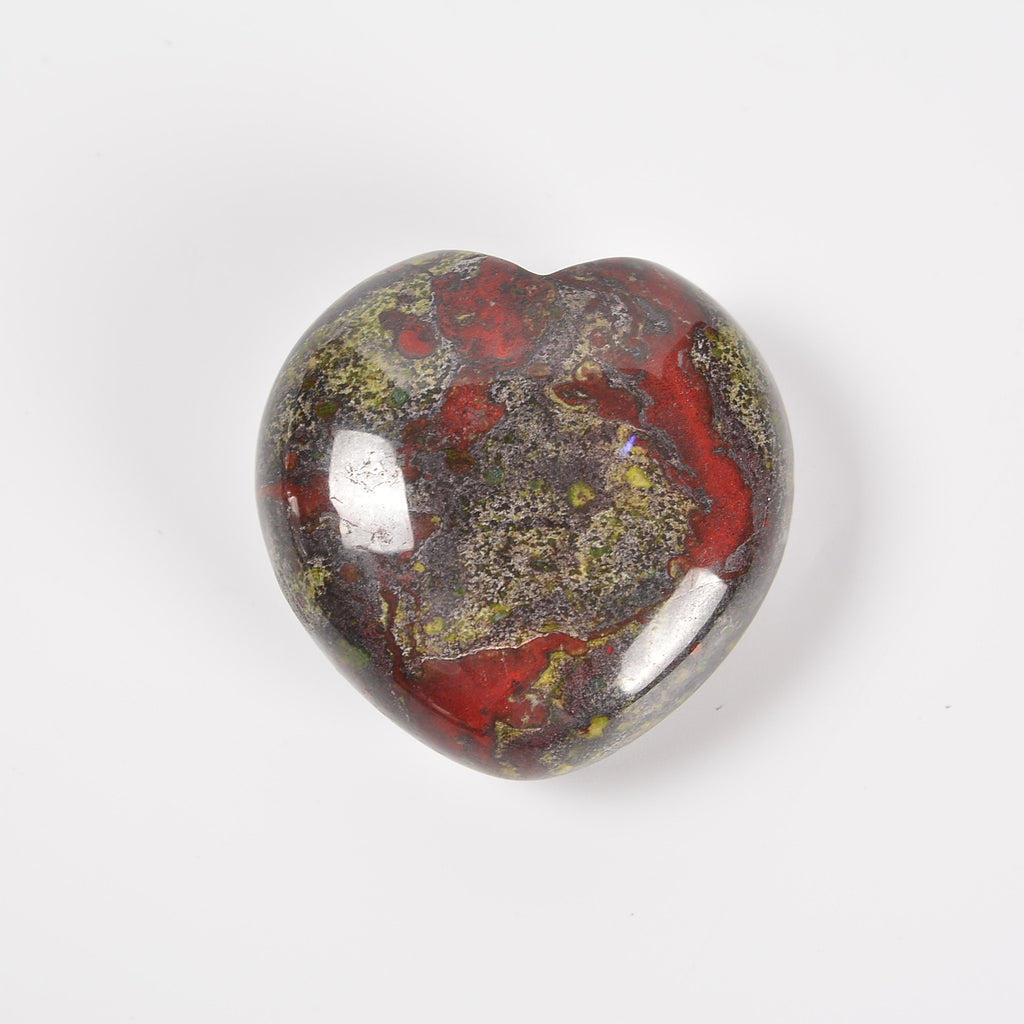 Dragon Blood Jasper / Dragon's Bloodstone Heart Gemstone Crystal Carving Figurine 40mm, Healing Crystal