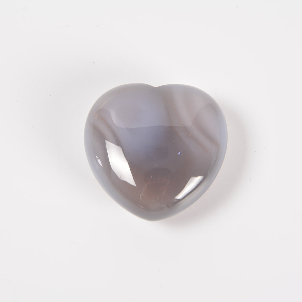 Gray Agate Heart Gemstone Crystal Carving Figurine 40mm, Healing Crystal