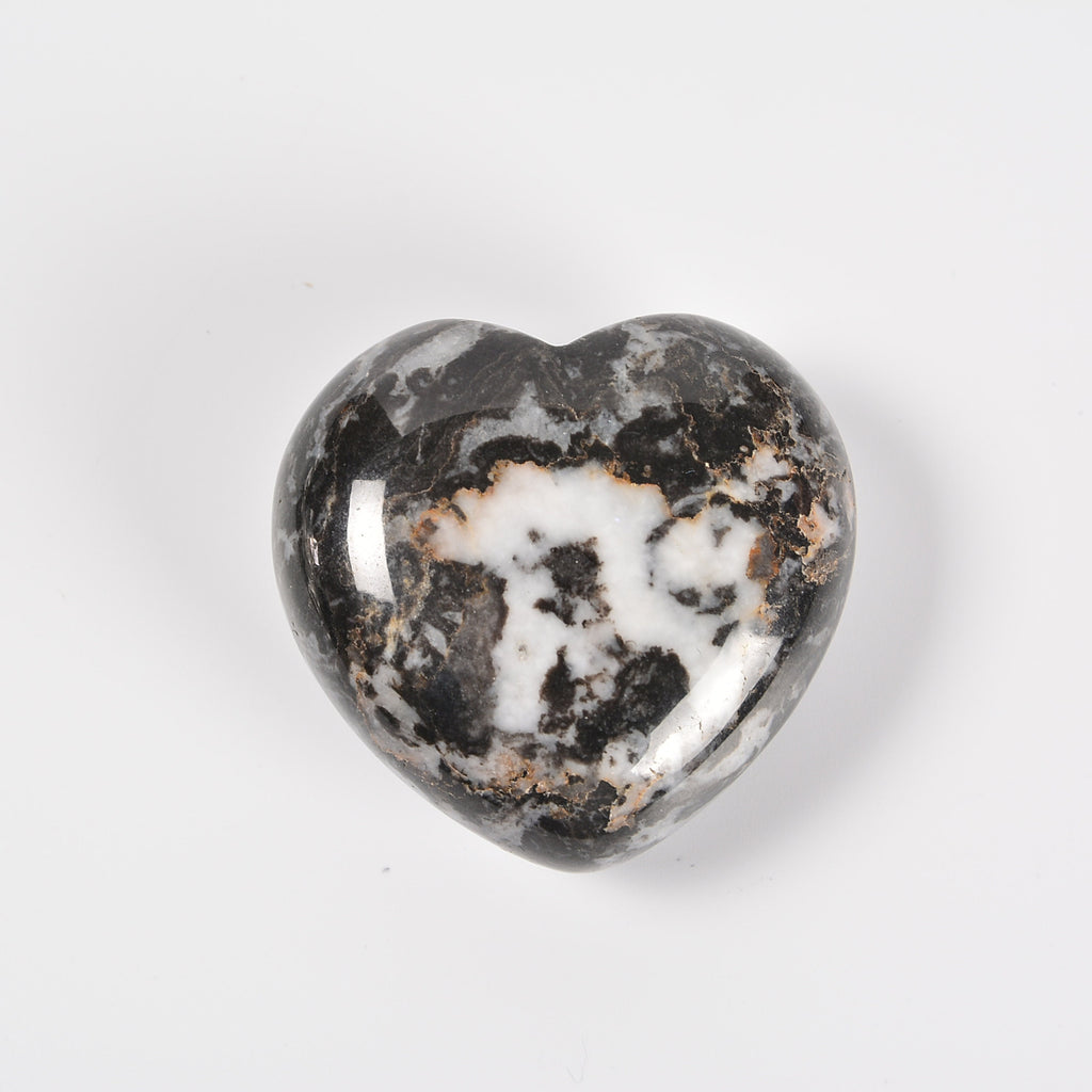 Black and White Zebra Jasper Heart Gemstone Crystal Carving Figurine 40mm, Healing Crystal