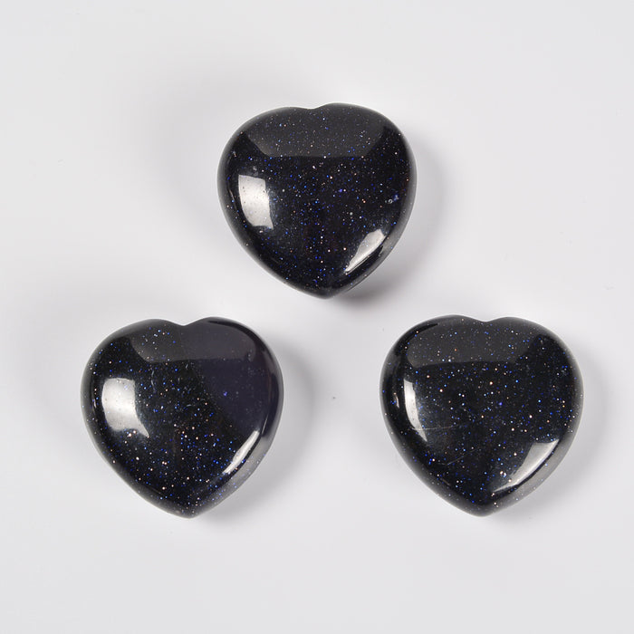 Blue Sandstone / Blue Goldstone Heart Gemstone Crystal Carving Figurine 40mm, Healing Crystal