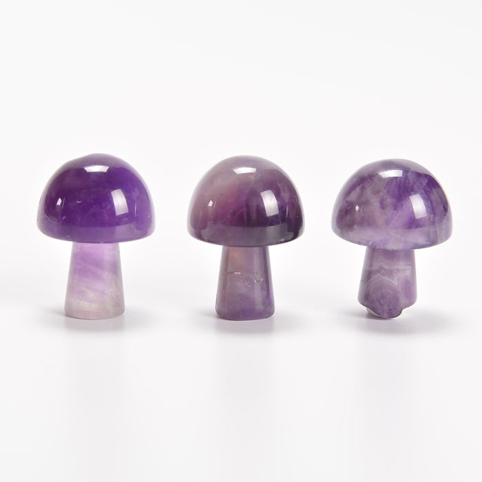 Amethyst Tiny Mushroom Gemstone Crystal Carving Figurine 20mm, Healing Crystal