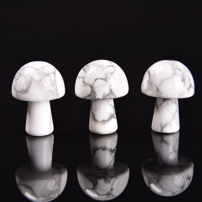 Howlite Tiny Mushroom Gemstone Crystal Carving Figurine 20mm, Healing Crystal