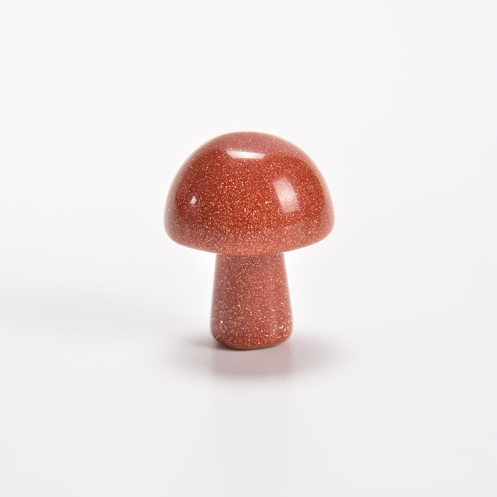 Gold Sandstone / Goldstone Tiny Mushroom Gemstone Crystal Carving Figurine 20mm, Healing Crystal