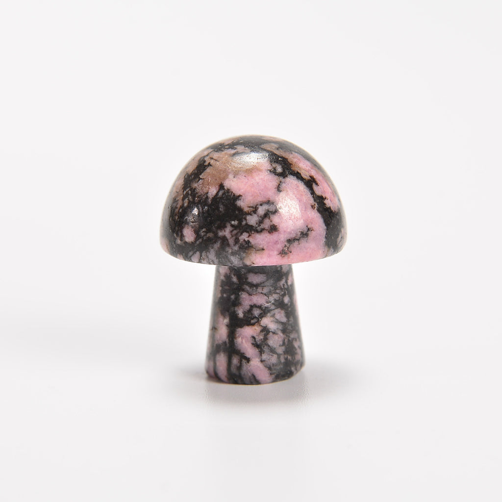 Rhodonite Tiny Mushroom Gemstone Crystal Carving Figurine 20mm, Healing Crystal