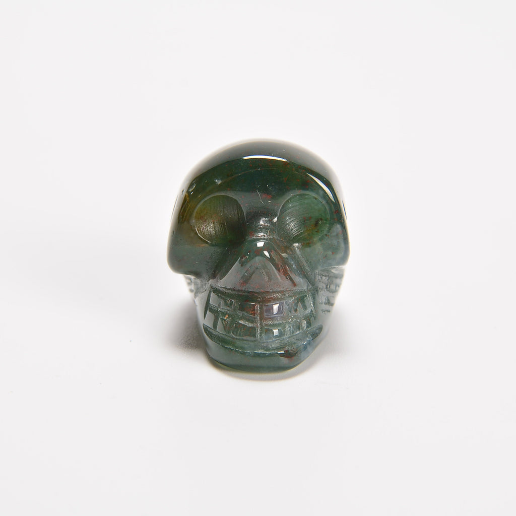Moss Agate Skull Gemstone Crystal Carving Figurine 1 inch, Healing Crystal