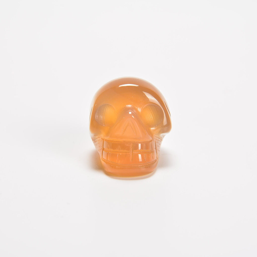 Yellow Agate Skull Gemstone Crystal Carving Figurine 1 inch, Healing Crystal
