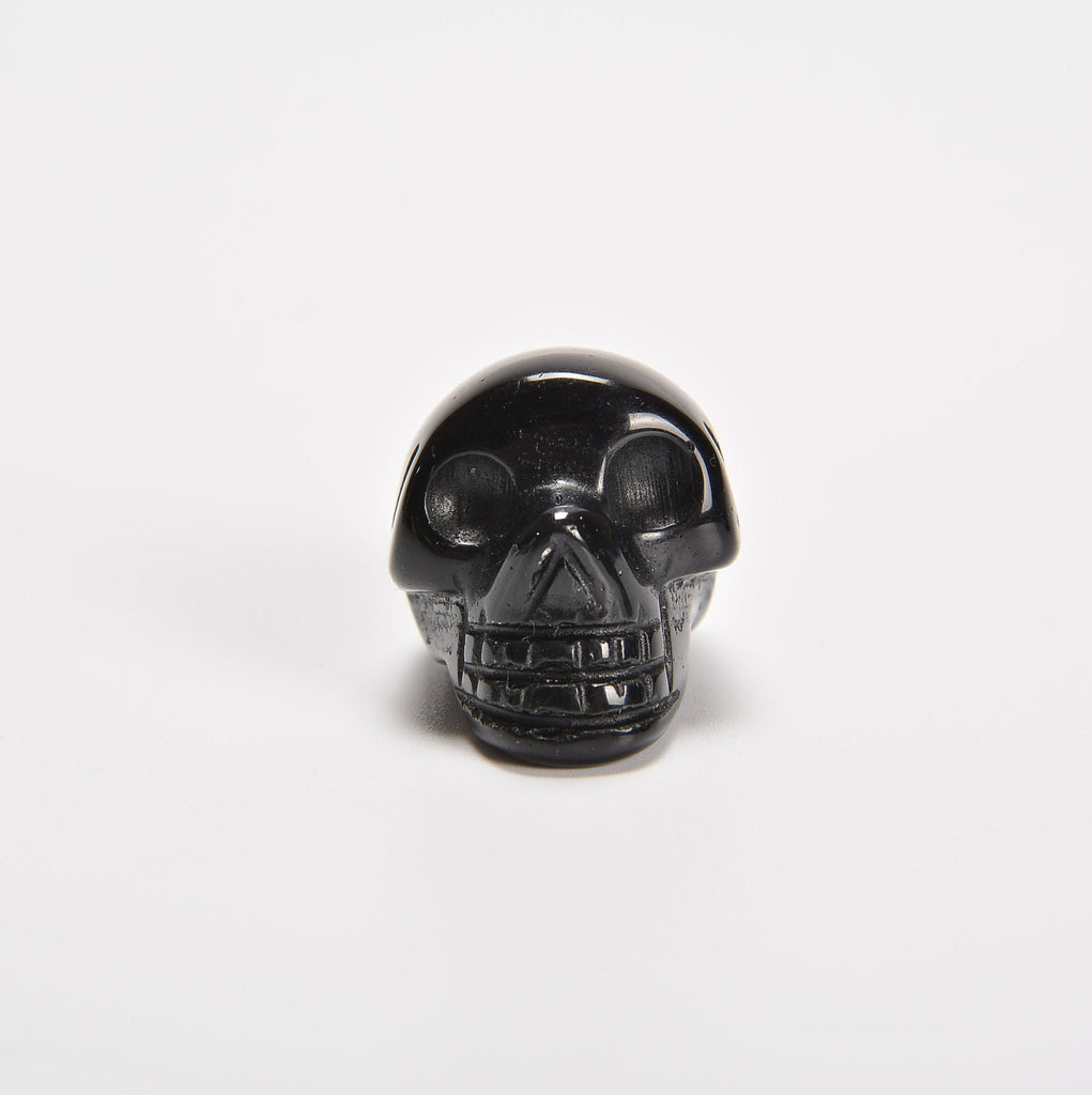 Black Obsidian Skull Gemstone Crystal Carving Figurine 1 inch, Healing Crystal