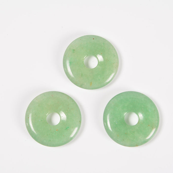 Green Aventurine Donut Pendant Gemstone Crystal Carving Figurine 30mm, Healing Crystal