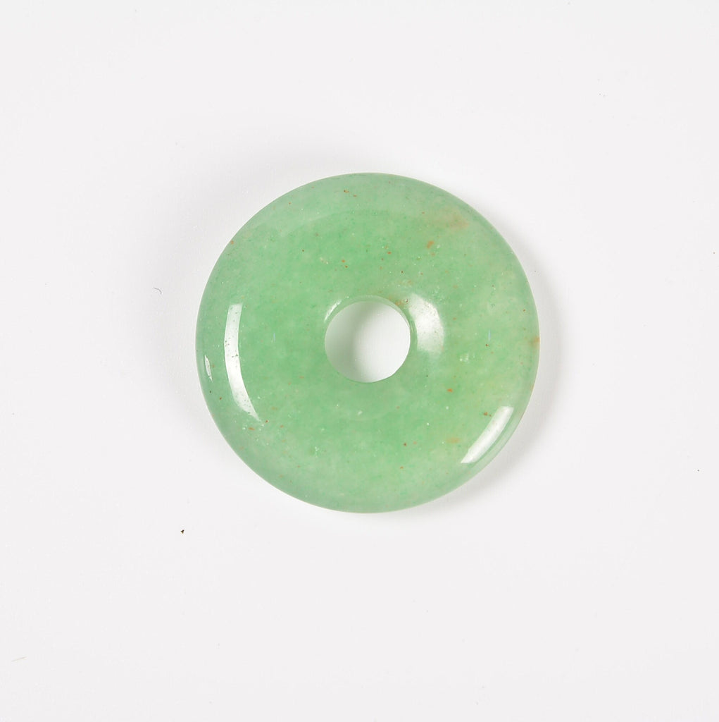 Green Aventurine Donut Pendant Gemstone Crystal Carving Figurine 30mm, Healing Crystal