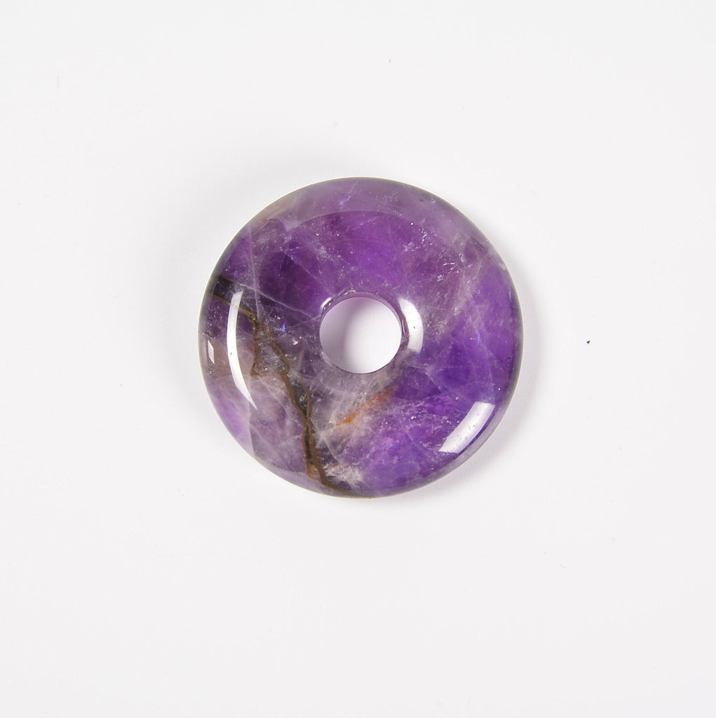 Amethyst Donut Pendant Gemstone Crystal Carving Figurine 30mm, Healing Crystal