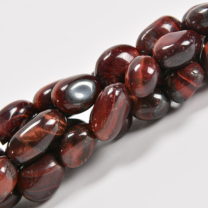 Red Tiger's Eye Smooth Pebble Nugget Loose Beads 6-8mm, 8-12mm - 15" Strand