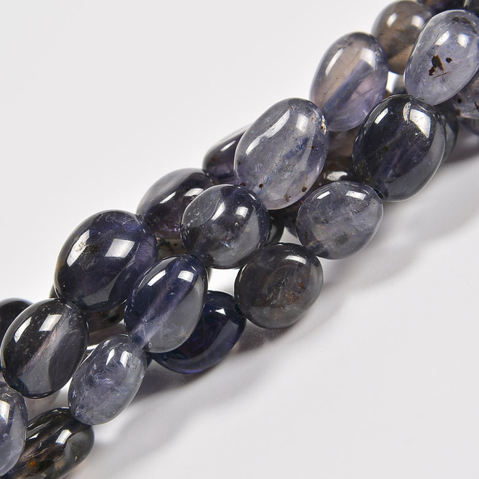 Iolite Smooth Pebble Nugget Loose Beads 6-8mm, 8-12mm - 15" Strand