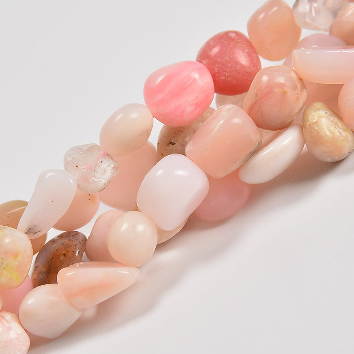 Pink Opal Smooth Pebble Nugget Loose Beads 6-8mm, 8-12mm - 15" Strand
