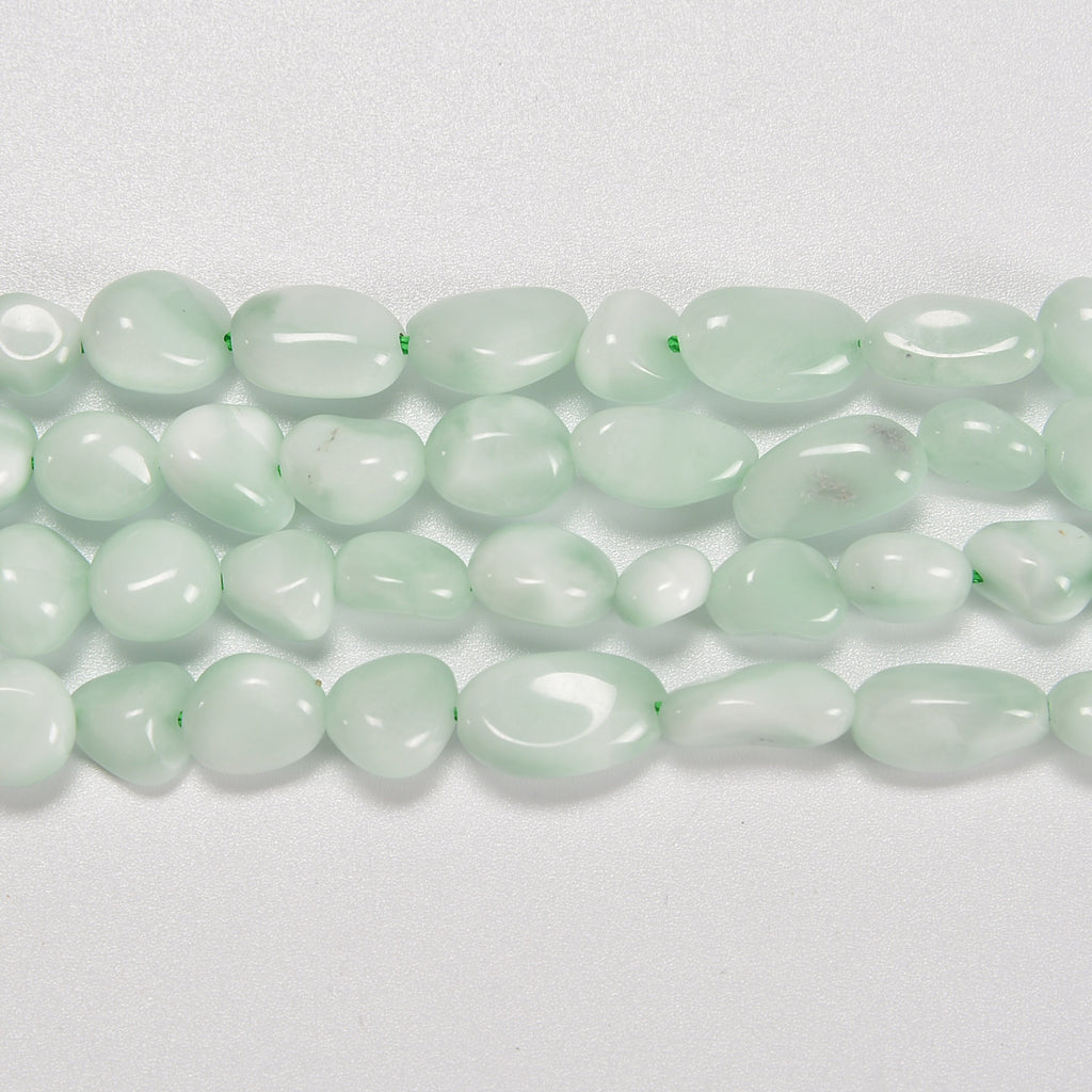 Green Moonstone Smooth Pebble Nugget Loose Beads 6-8mm, 8-12mm - 15" Strand