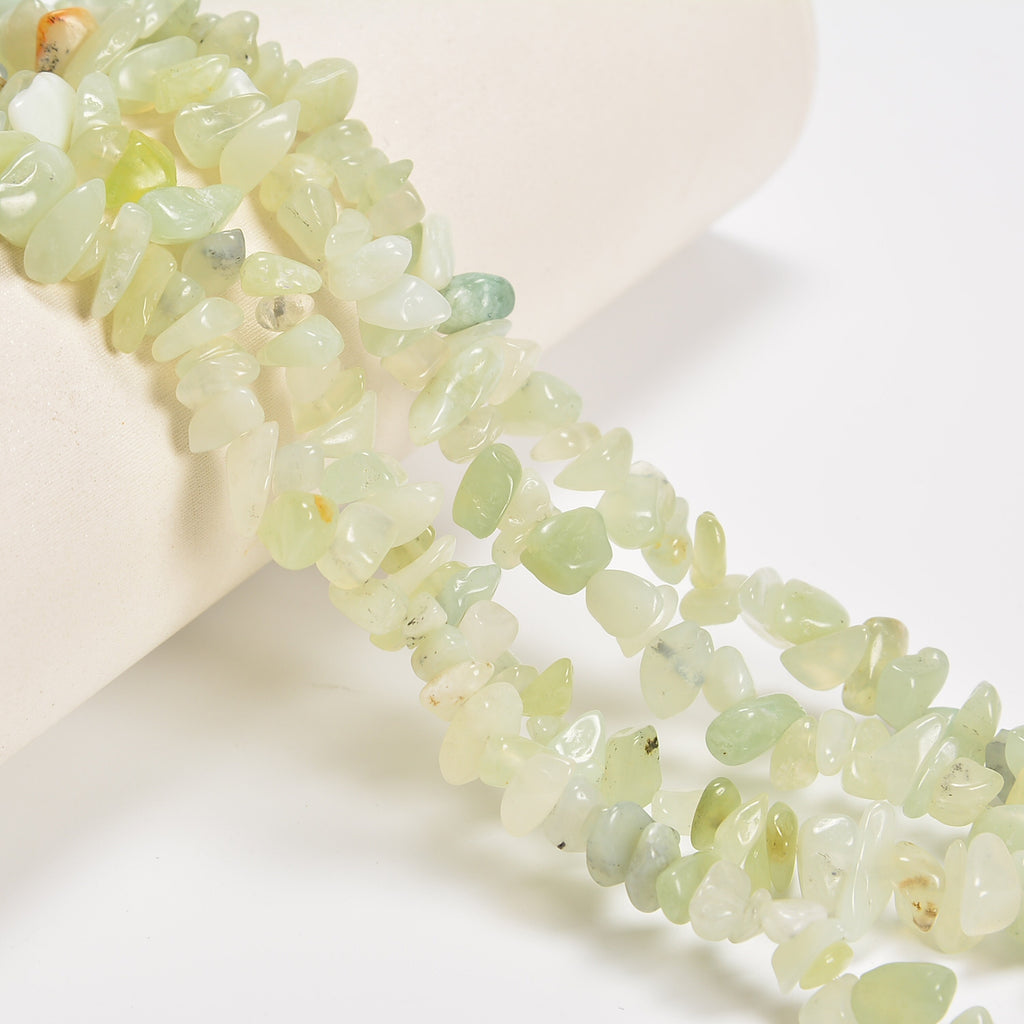 Light Green Nephrite Jade Smooth Loose Chips Beads 7-8mm - 34" Strand