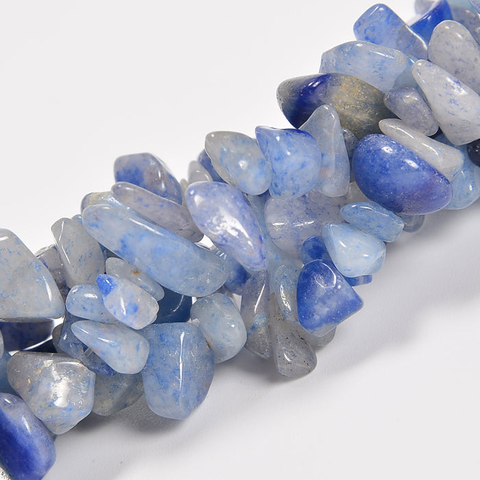 Blue Aventurine Smooth Loose Chips Beads 7-8mm - 34" Strand