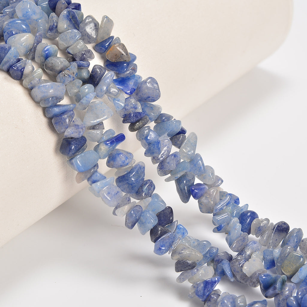 Blue Aventurine Smooth Loose Chips Beads 7-8mm - 34" Strand