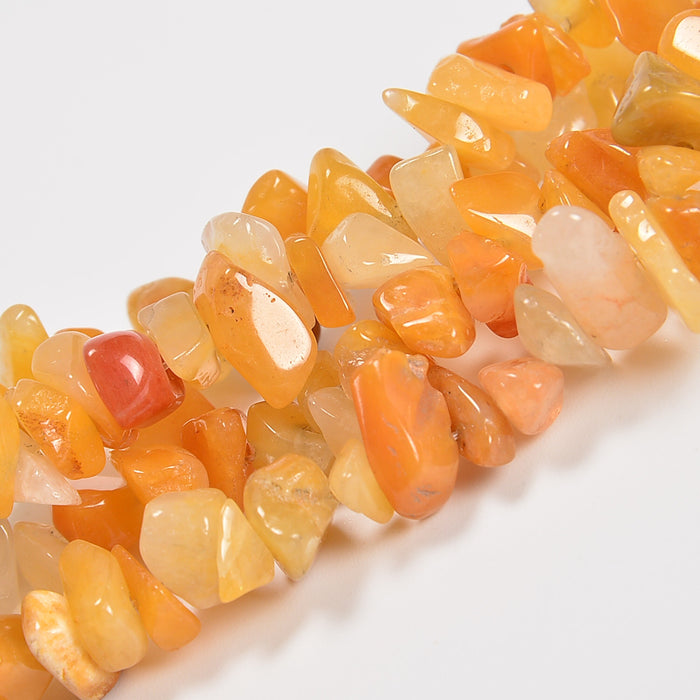 Yellow Jade Smooth Loose Chips Beads 7-8mm - 34" Strand