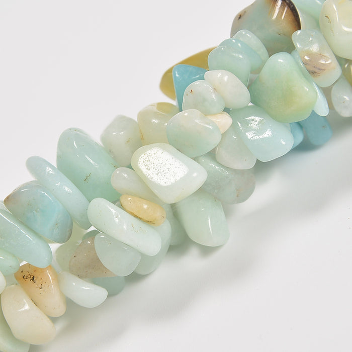 Chinese Amazonite Smooth Loose Chips Beads 7-8mm - 34" Strand