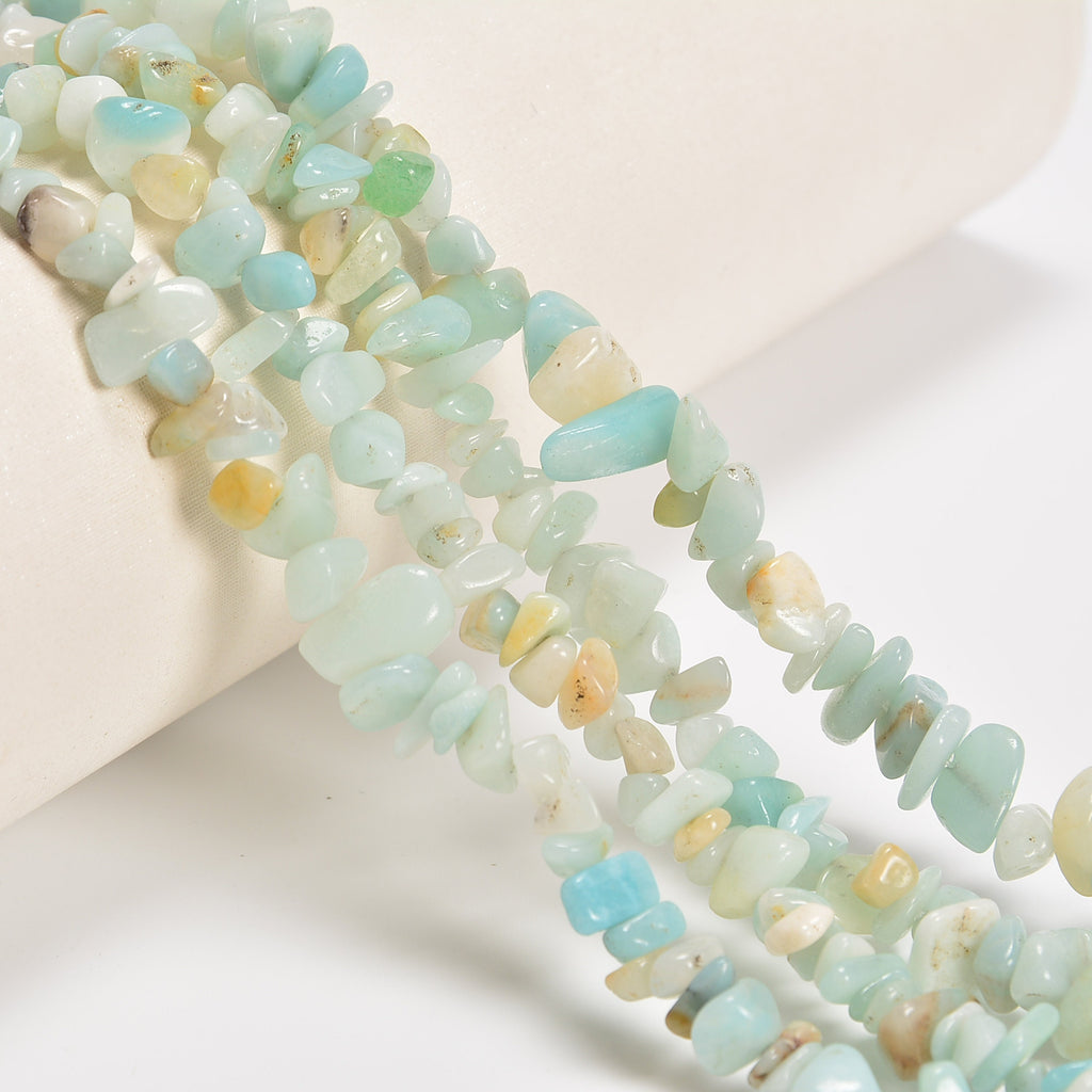 Chinese Amazonite Smooth Loose Chips Beads 7-8mm - 34" Strand