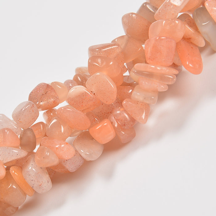 Peach Moonstone Smooth Loose Chips Beads 7-8mm - 34" Strand