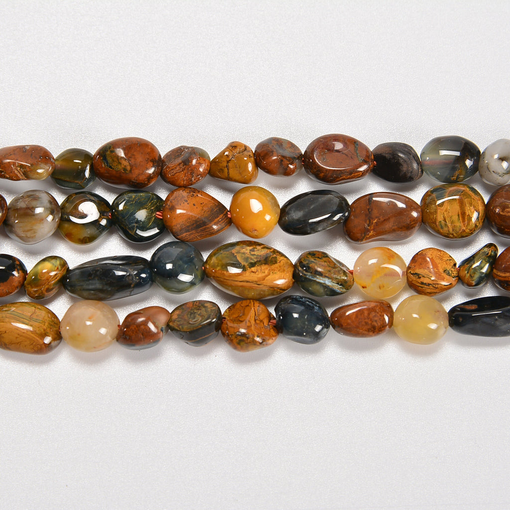 Pietersite Smooth Pebble Nugget Loose Beads 6-8mm, 8-12mm - 15" Strand