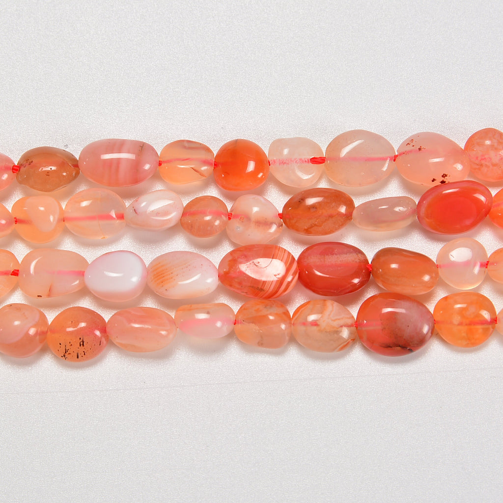 Red Botswana Agate Smooth Pebble Nugget Loose Beads 6-8mm, 8-12mm - 15" Strand