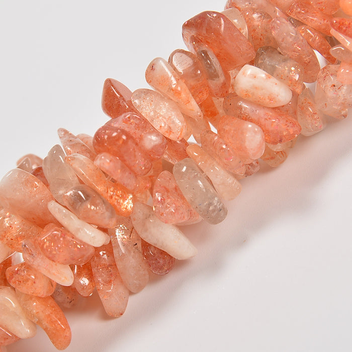 Sunstone Smooth Loose Chips Beads 7-8mm - 34" Strand