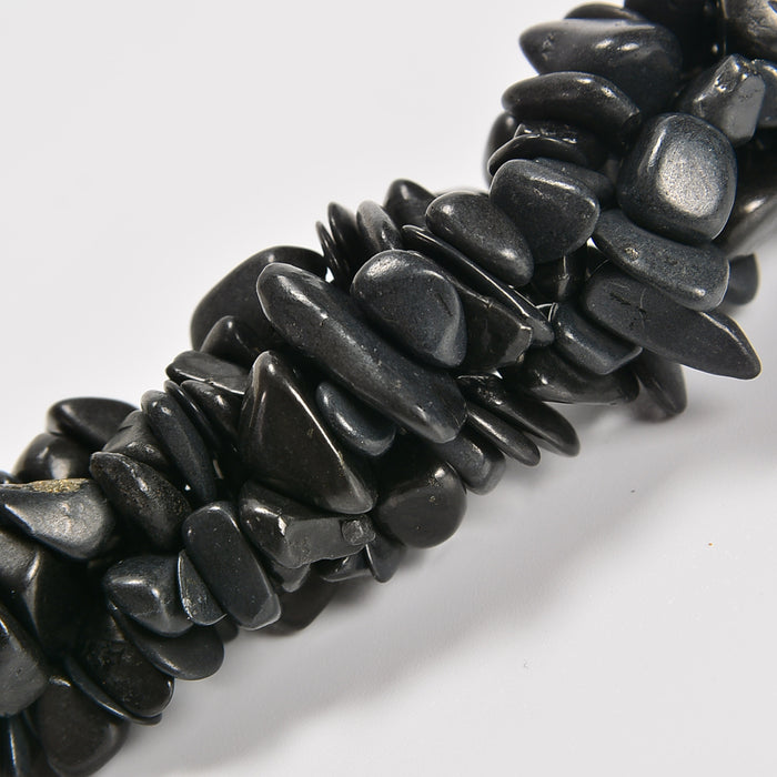 Shungite Smooth Loose Chips Beads 7-8mm - 34" Strand