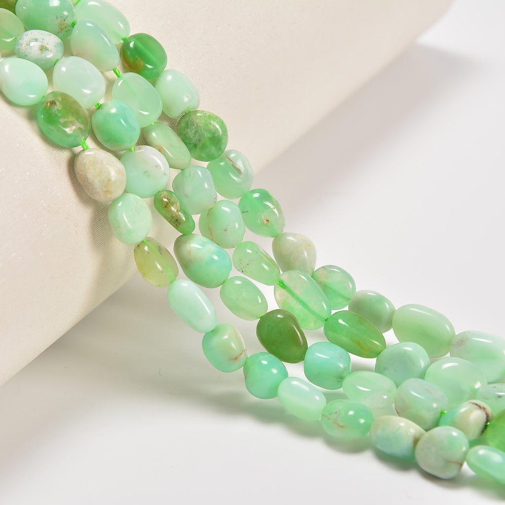 Chrysoprase Smooth Pebble Nugget Loose Beads 6-8mm, 8-12mm - 15" Strand