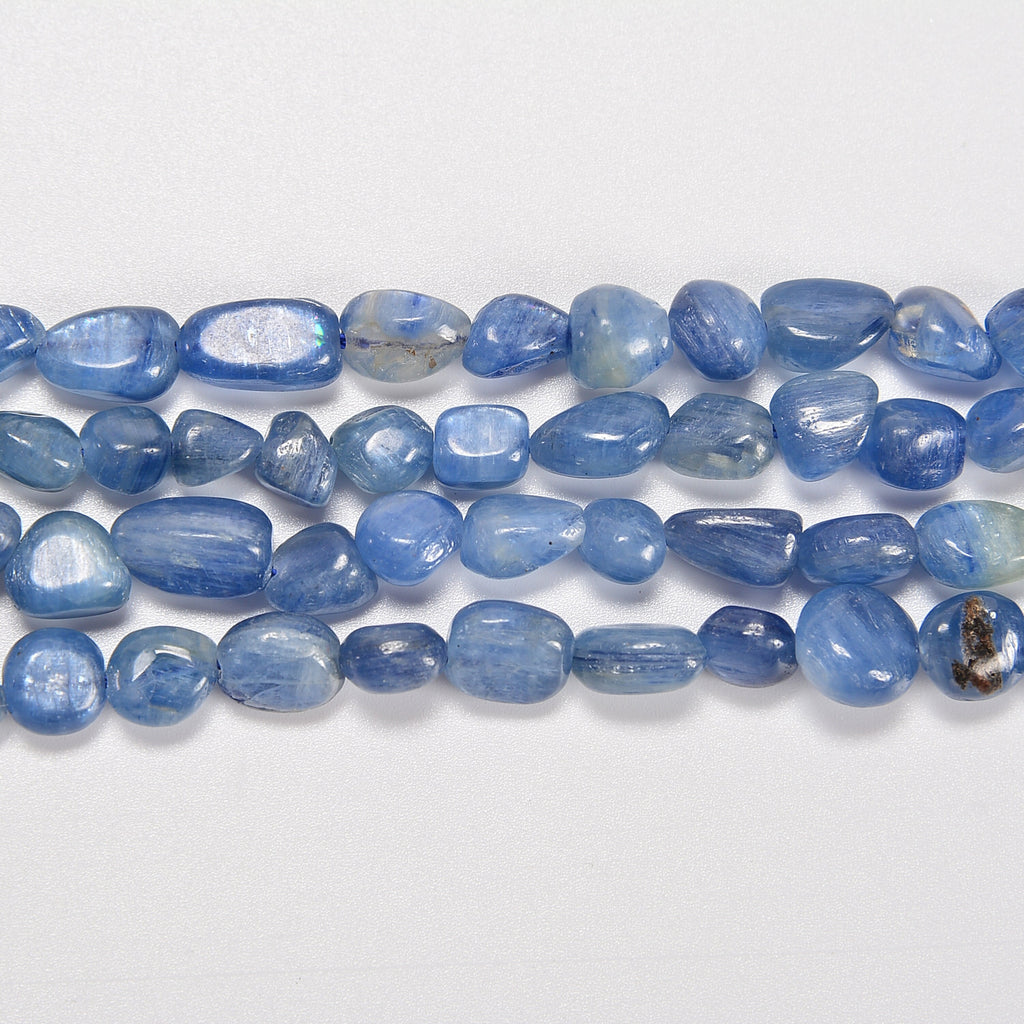 Blue Kyanite Smooth Pebble Nugget Loose Beads 6-8mm, 8-12mm - 15" Strand