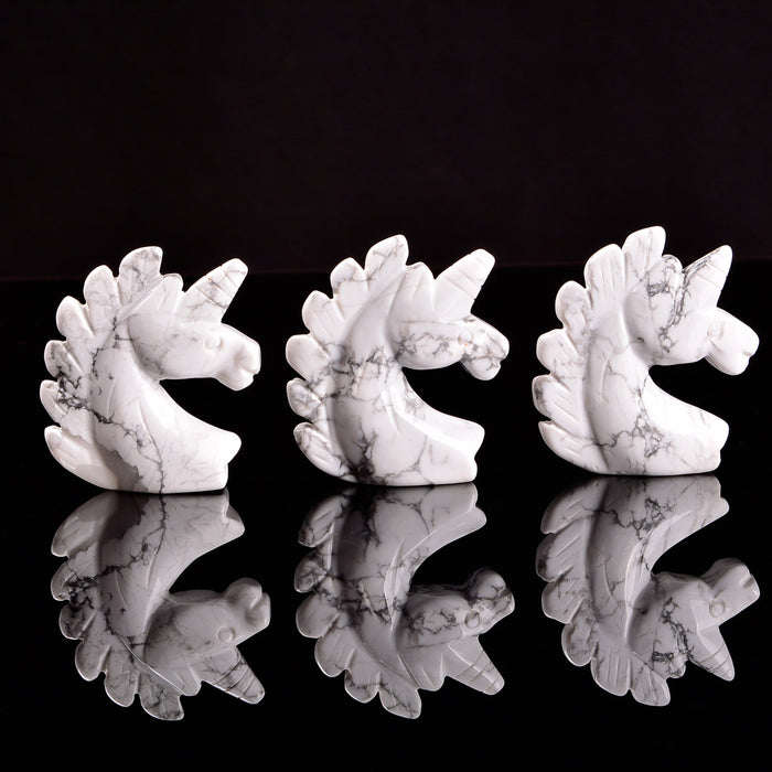 Howlite Unicorn Gemstone Crystal Carving Figurine 2 inches, Healing Crystal