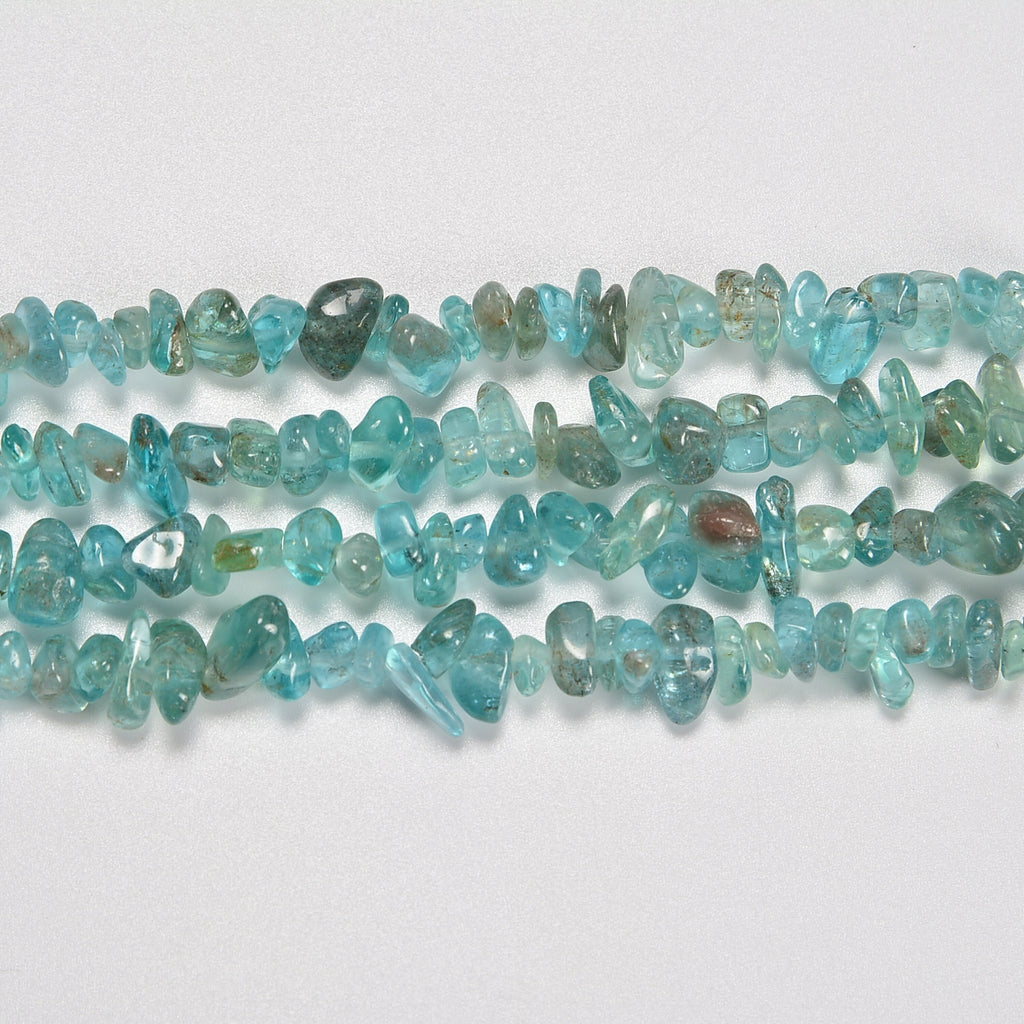 Neon Blue Apatite Smooth Loose Chips Beads 7-8mm - 34" Strand